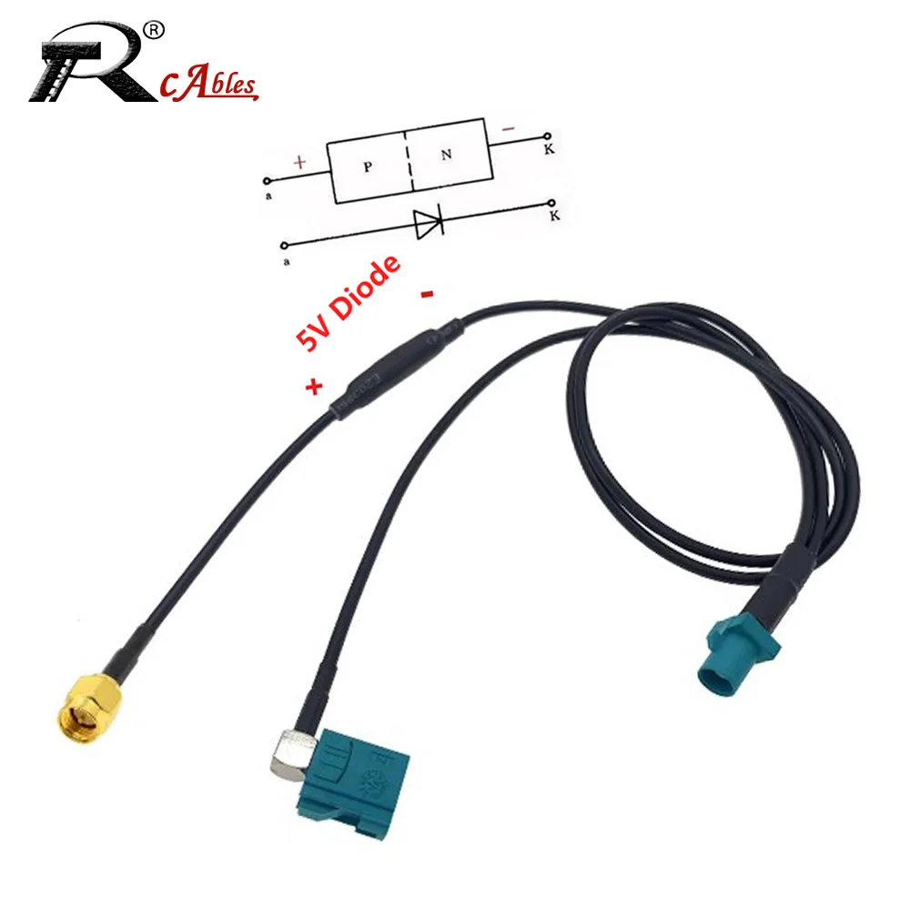 1PC Fakra Z to SMA Male Y Type Splitter RF Coaxial RG174 Cable Pigtail Car Navigation GPS Antenna Extension for Android Device