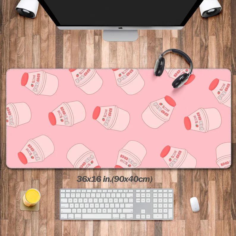 

XXL Soy Milk Mouse Pad,desk Mat Protector,cute Pink Yogurt Mouse Pad,kawaii Desk Mat Protector,gift for Girlfriend,gift for Girl