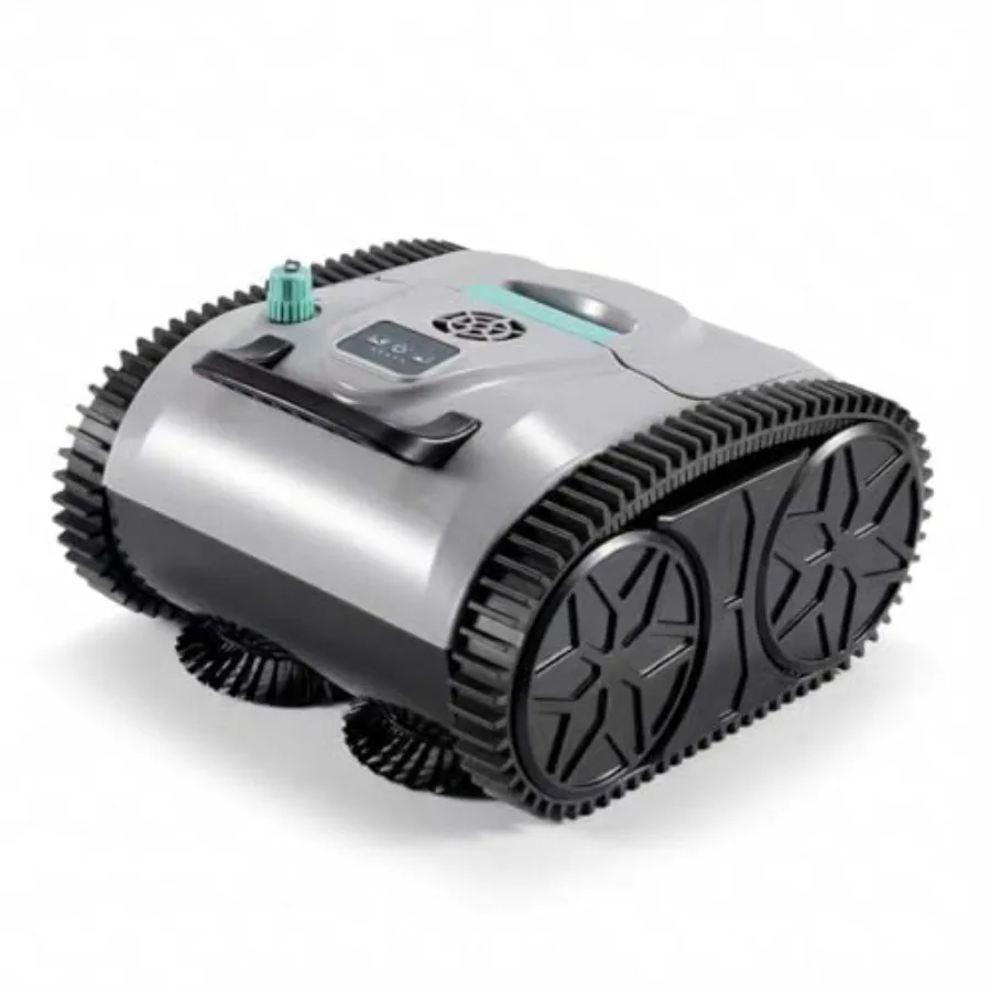 

Cordless Pool Cleaner Robot for inground above ground pools up to 3200 sq.ft ABS plastic body blue wall waterline cleaning with
