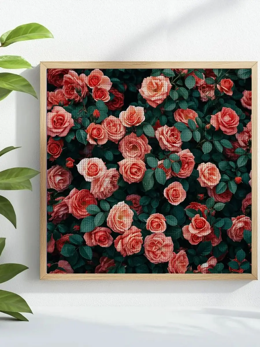 1 Stück 40x40 cm/15,74 Zoll Blumenmuster Kreuzstich-Set DIY-Set 11CT/14CT DIY Stickerei-Set DIY Kreuzstich-Set Neu eingetroffen – Detail 1