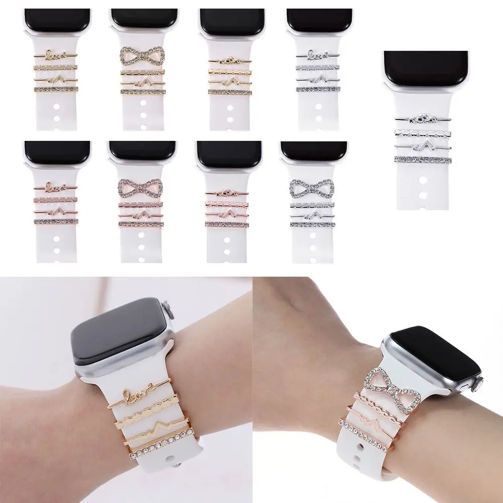 Broche cinta acessórios diamante relógio banda ornamento pulseira encantos anel decorativo para apple watch band para apple watch band