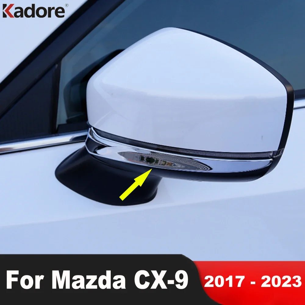 Rearview Mirror Cover Trim For Mazda CX9 CX-9 2017-2019 2020 2021 2022 2023 Chrome Car Side Rear View Mirrors Strips Accessories