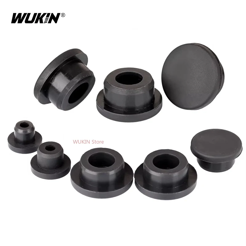 Заглушки из силиконовой резины для отверстий, черные, полые, заглушки-заглушки Т-образные, круглые, пылезащитные, размер 6.8мм~68.6мм