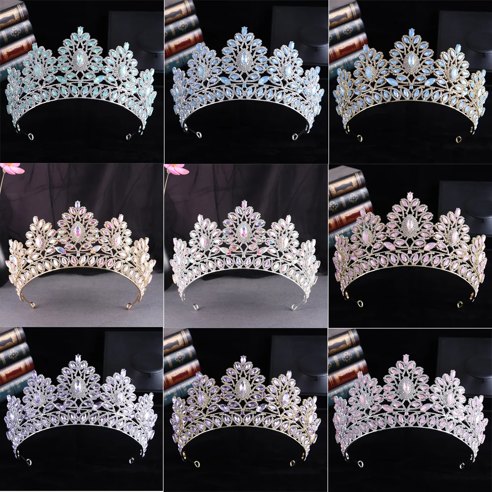 

Bridal Big Crown Baroque Luxury Silver Color Crystal Bridal Crown Tiara Rhinestone Pageant Diadem Wedding Hair Accessories