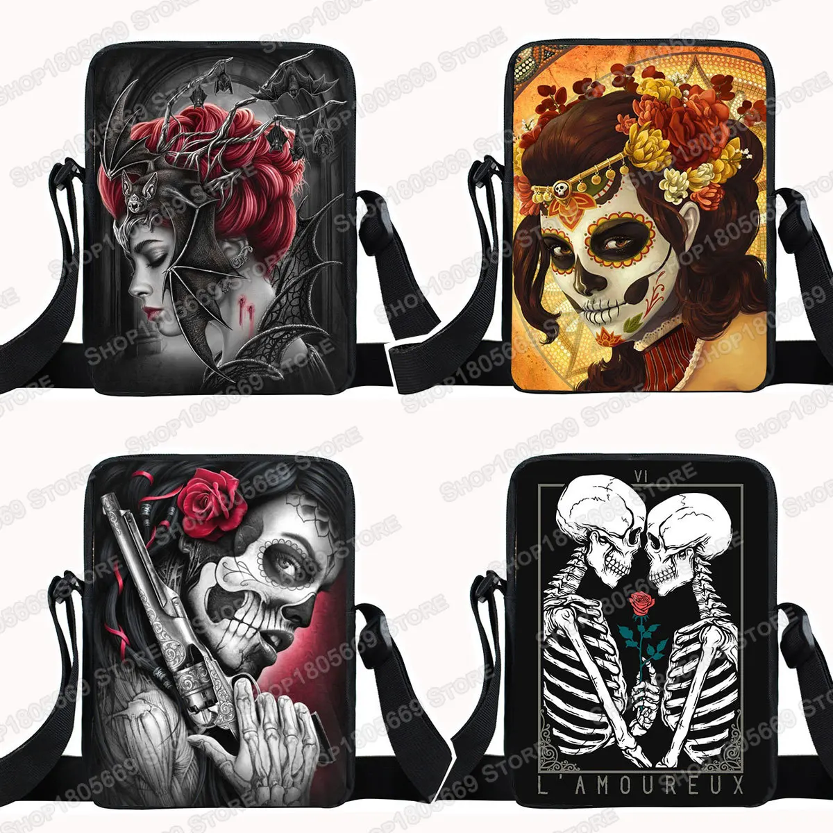 Dark Gothic Vampire Beauty Messenger Bag Women Handbag Girls Small Shoulder Bag for Travel Ladies Crossbody Bags Bookbag Gift