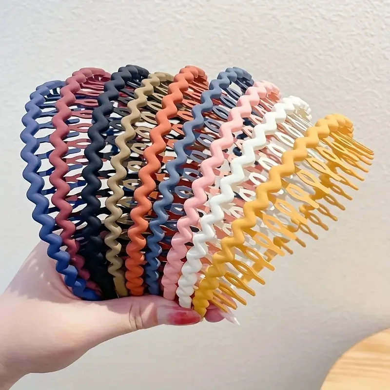 Bandeaux ondulés antidérapants de couleur unie pour femmes, accessoires de cheveux de sport pour filles