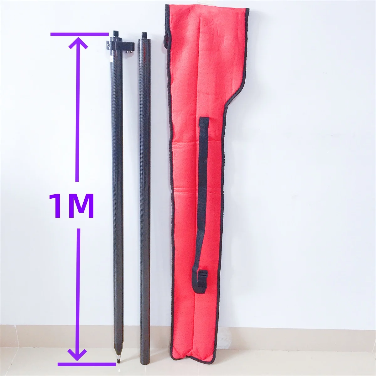 2M Prism Pole GNSS Survey Poles GPS Surveying Type Black Carbon Fiber Two section pole Measuring staff