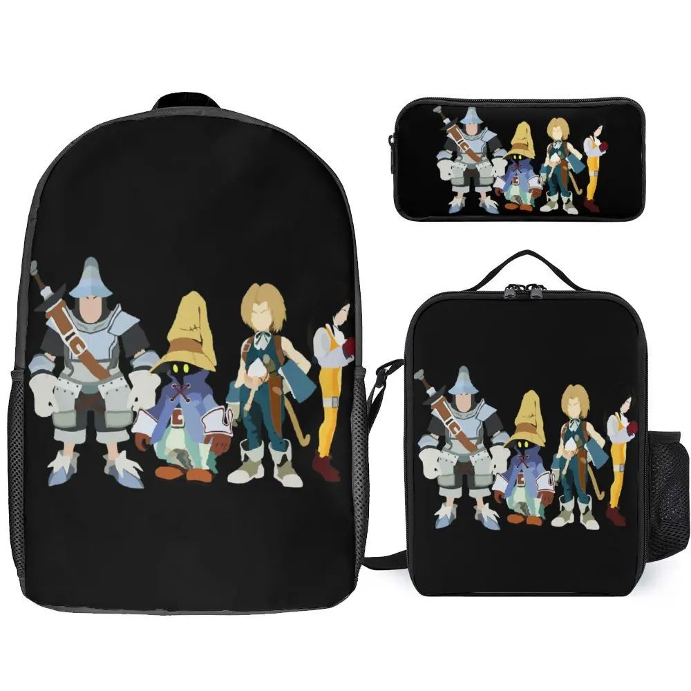 3 in 1 Set 17 pollici zaino borsa per il pranzo borsa per penna Final Fantasy IX Classic in vendita durevole creativo accogliente scuola coperta rotolo