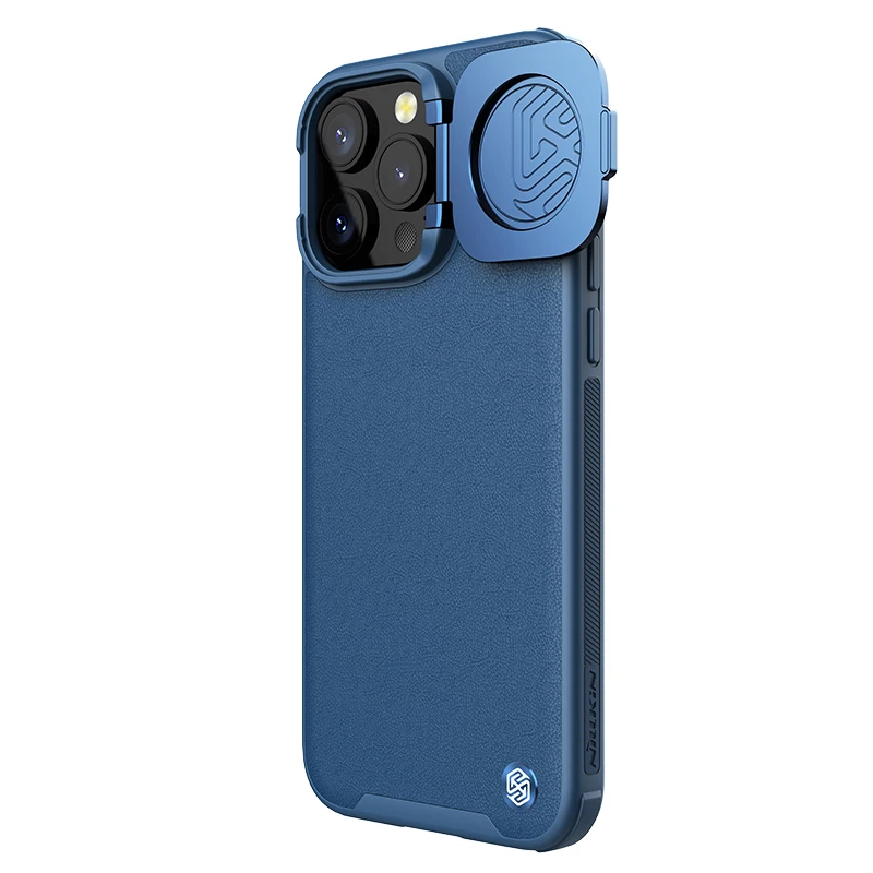 iPhone 15 Pro/15 Pro Max용 NILLKIN 가죽 케이스, 카메라 렌즈 보호, 킥스탠드가 있는 고급 커버, 충격 방지 긁힘 방지