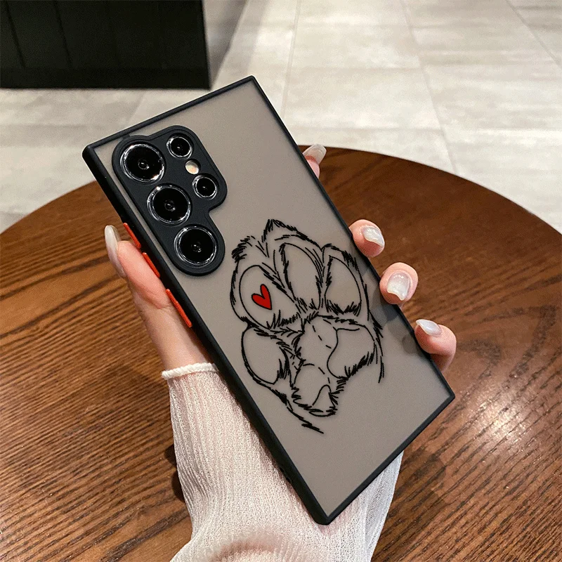 Funny Cartoon Pet Cute Dog Paw Print Phone Case for Samsung Galaxy S25 S24 Fe S23 Ultra S22 Plus S21 FE M52 M53 Shockproof Cover - view 4