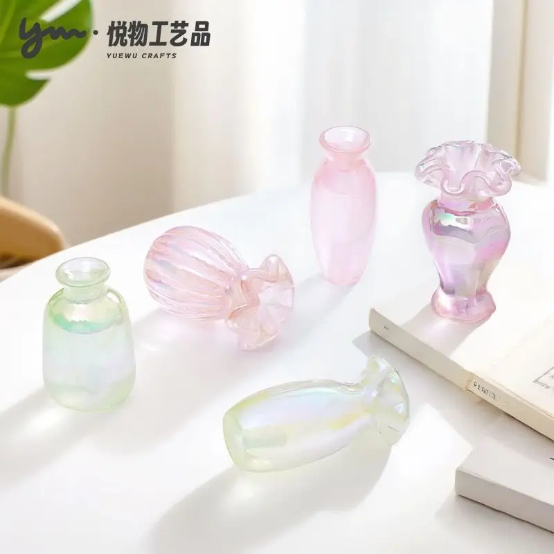 Creative French Fresh Lace Floral Vase DIY Decorations Accessories Mini Car Desktop Ornaments Glass Bottles