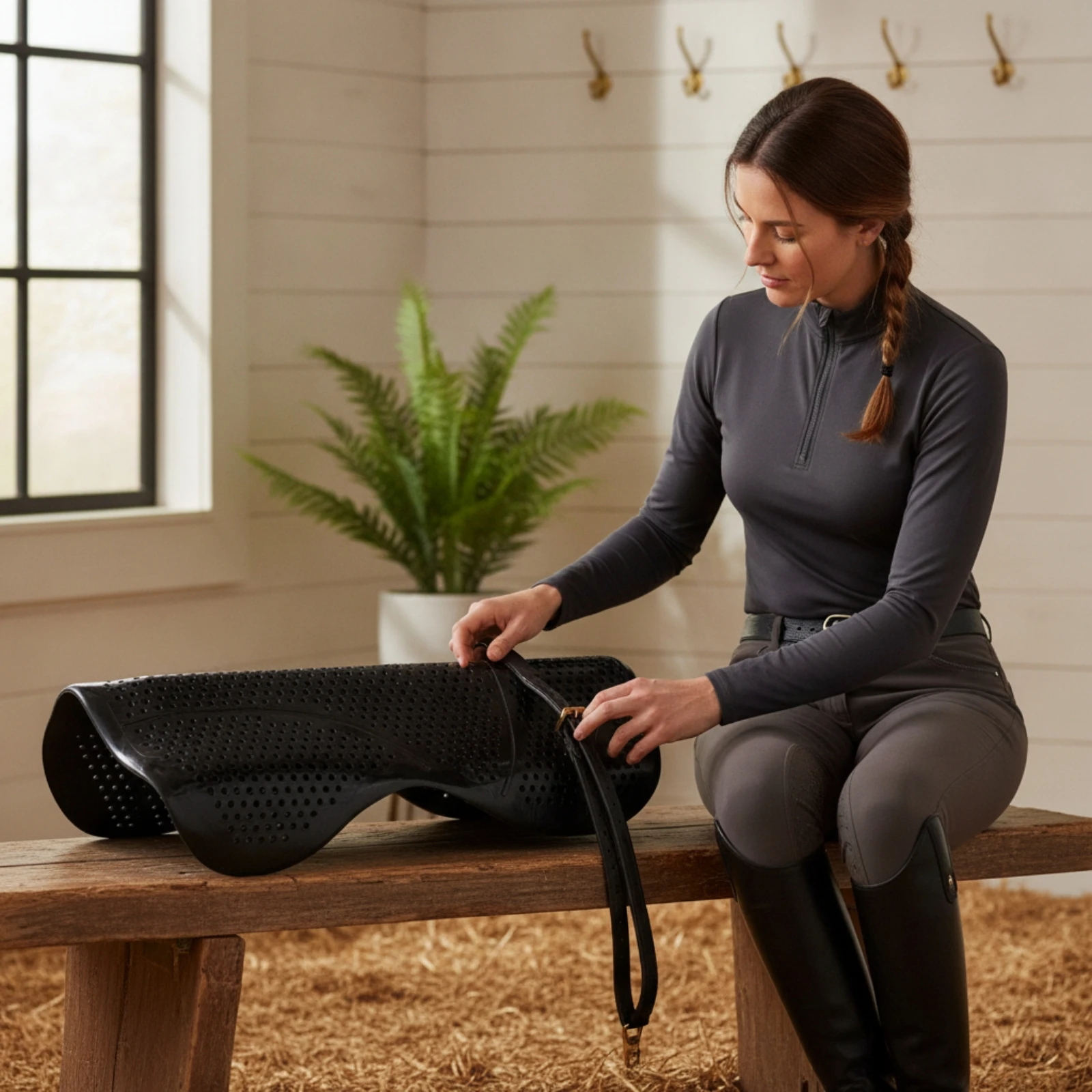 Saddle Pad Insert Contoured Saddle Pad with Holes Non-Slip Shock-Absorbing for Equestrians, Horseback Riding