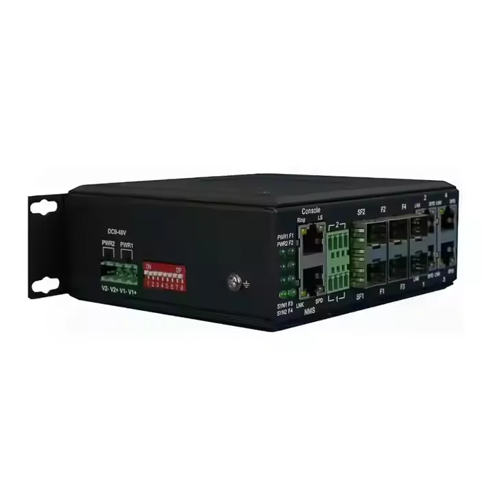 Produsen Din Rail 4 Port 10/100M Ethernet + 6 Port SFP + 2 Port Serial Network Switch