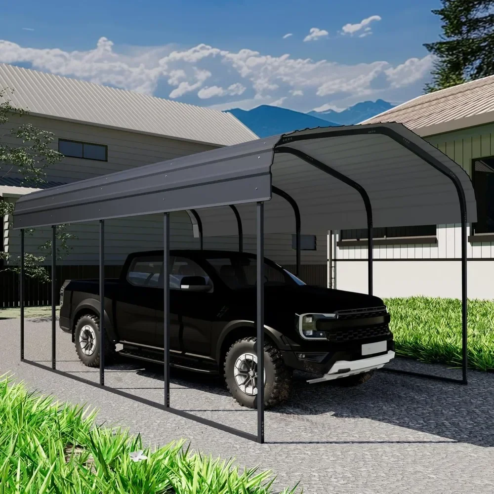 

12 ×20 FT Heavy Duty Carport Kit, Metal Garage Carport Canopy with Galvanized Steel Roof & Frame，Car Tent Outdoor Storage Shed