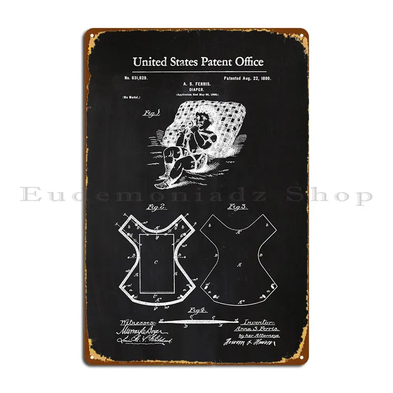 83 Diaper Patent 1899 Metal Plaque Garage Decoration Personalized Design Pub Pub Club Party Tin Sign Poster