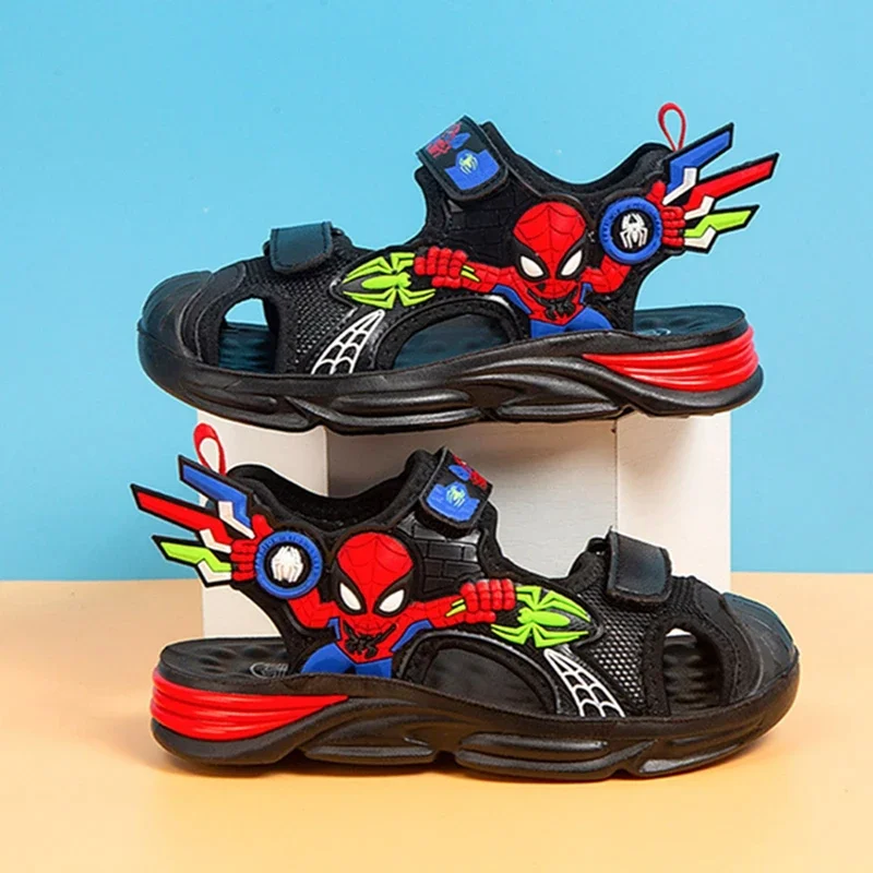 Disney Summer Sandal Baby Boy Casual Shoes Cartoon Spiderman Print Children Closed Toe Kid Girl Sport Soft Beach Shoes EUR 24 25