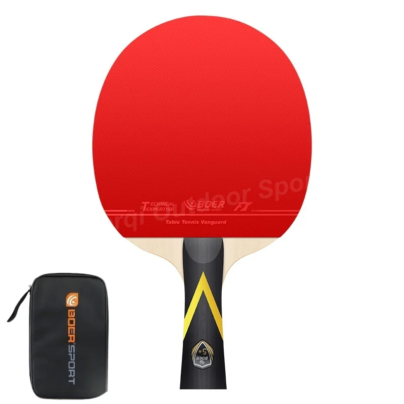 1PCS Original BOER 5 Stars Table Tennis Racket Double Pimples-in Rubber Ping Pong Racket Table Tennis Paddle Bat with Cover