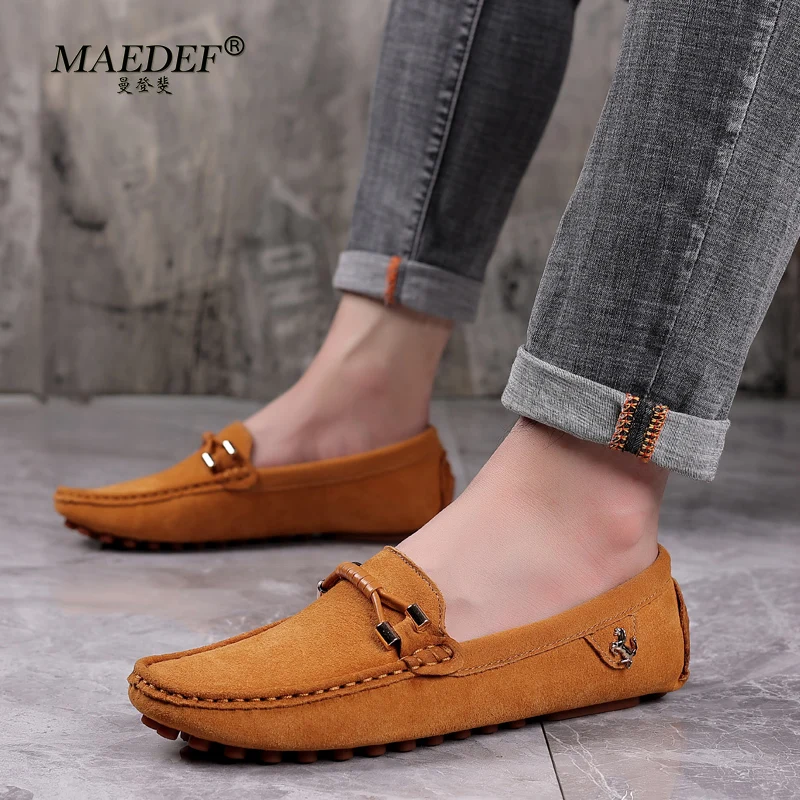 MAEDEF Men Casual Shoes Breathable Leather Loafers Business for Men Driving Moccasins Comfortable Slip on Shoe