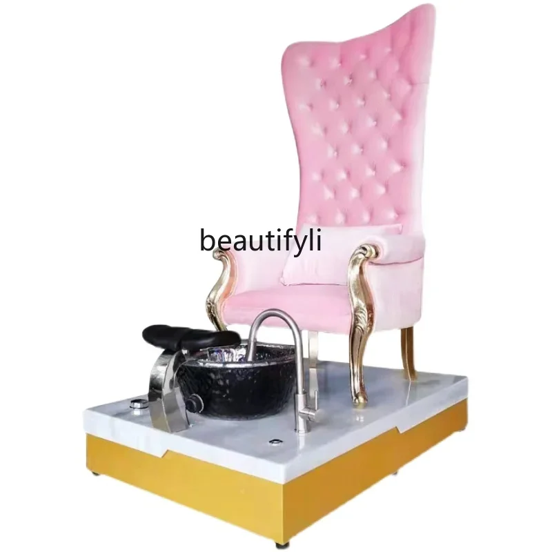 European-Style High Back Chair Classical Nail Beauty Sofa Nordic Auditorium Chair Spa Spa Hand and Foot Care Stool