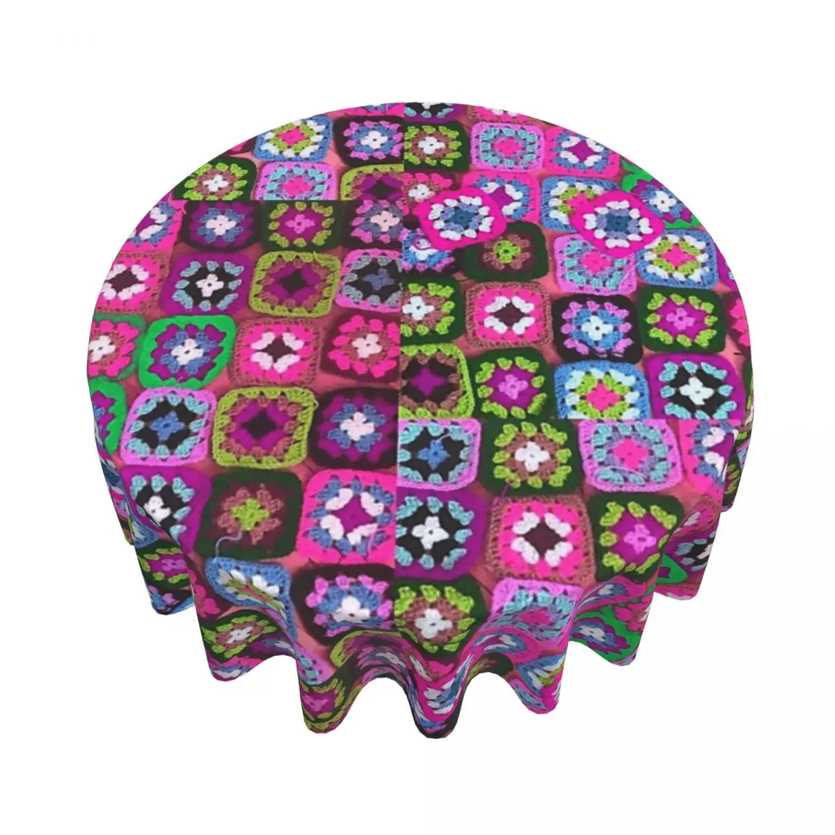 Häkeldecke, Oma, quadratisch, Vintage, wasserdicht, rund, Tischdecke, ölbeständige Tischdecke für Küche, Esstisch, 152,4 cm