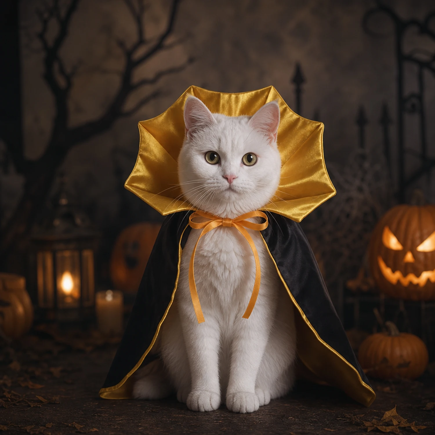 Halloween-Vampirumhang für Katzen und kleine Hunde, schwarzes, orangefarbenes Fledermausflügel-Kostüm für Haustiere, verstellbare, elastische Beinriemen und Bindebänder. – Detail 2