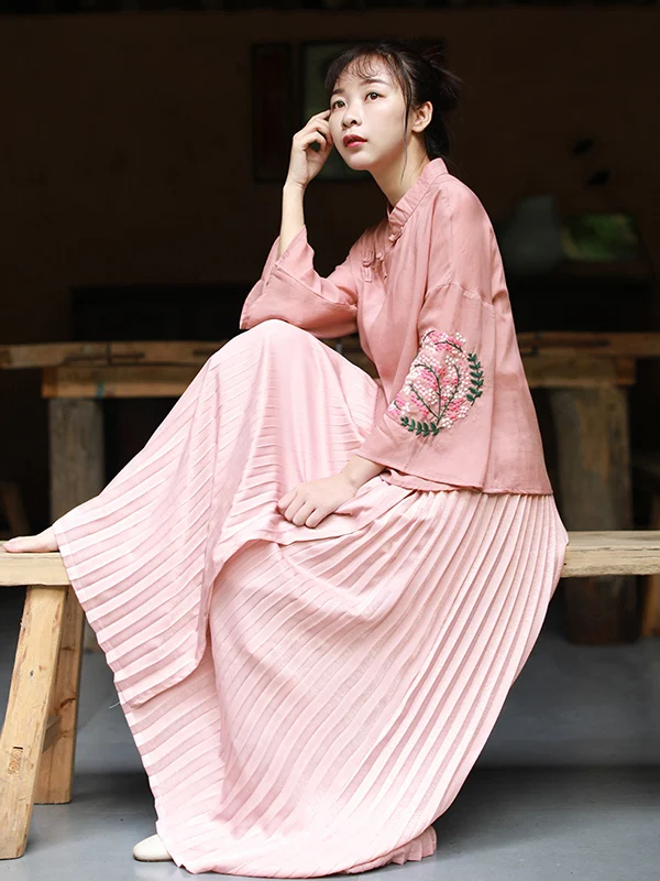 

Ретро-китайская юбка ханьфу с высокой талией, А-силуэт, для женщин, весенняя новинка, стройнящая, винтажная, модная