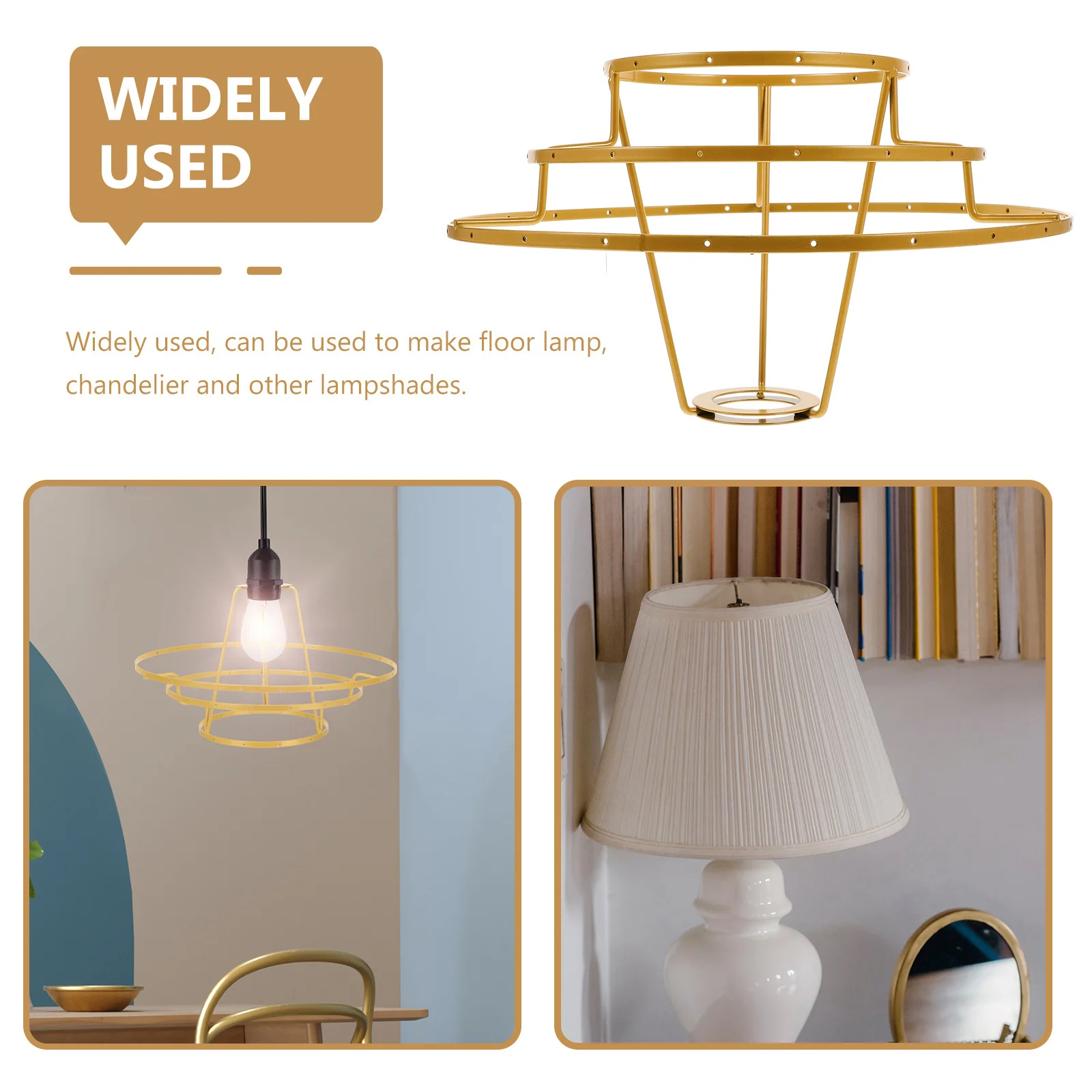 

Lampshade Frame 3-Layer Metal Ring Support Light Cage Guard DIY Lamp Projects Home Decor Shade Ring Fitter Lampshade Frames