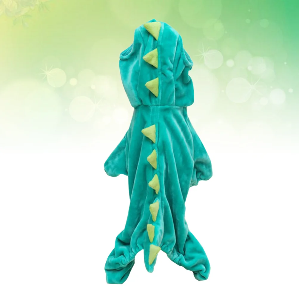 Dinosaur Four-Leg Pet Outfit Green Size Velour Breathable Light Dog Clothes Winter Pet Costume Dog Clothes