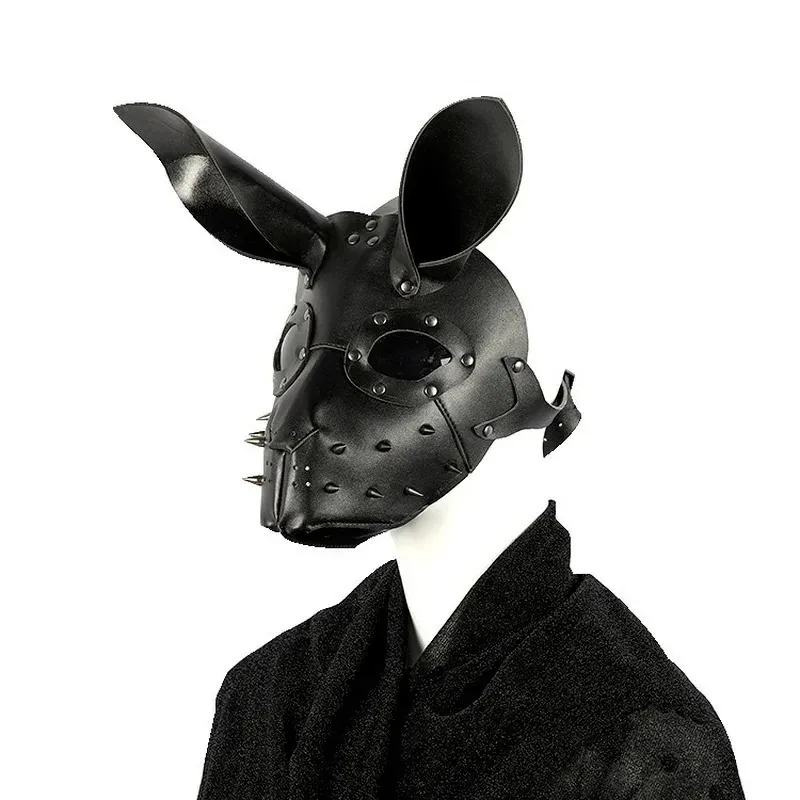 DY20Bunny Masque Halloween Masque tridimensionnel Steampunk lapin carnaval Masque en cuir PU lapin Cosplay masques 3D lapin Masque