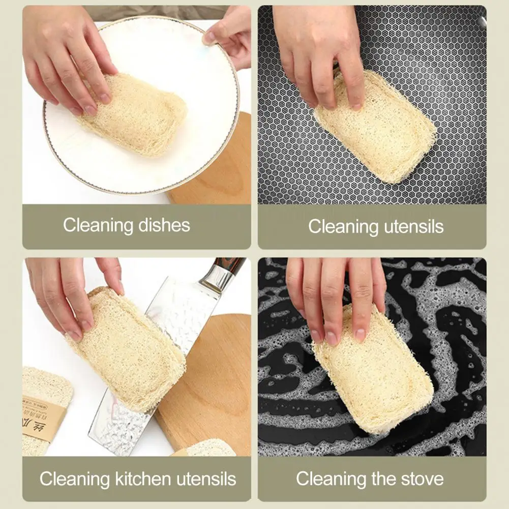 Natural Real Loofah Dish Scrubber Convenient Dish Pot Washing Cloth Quick Drying Loofah Cleaning Pad