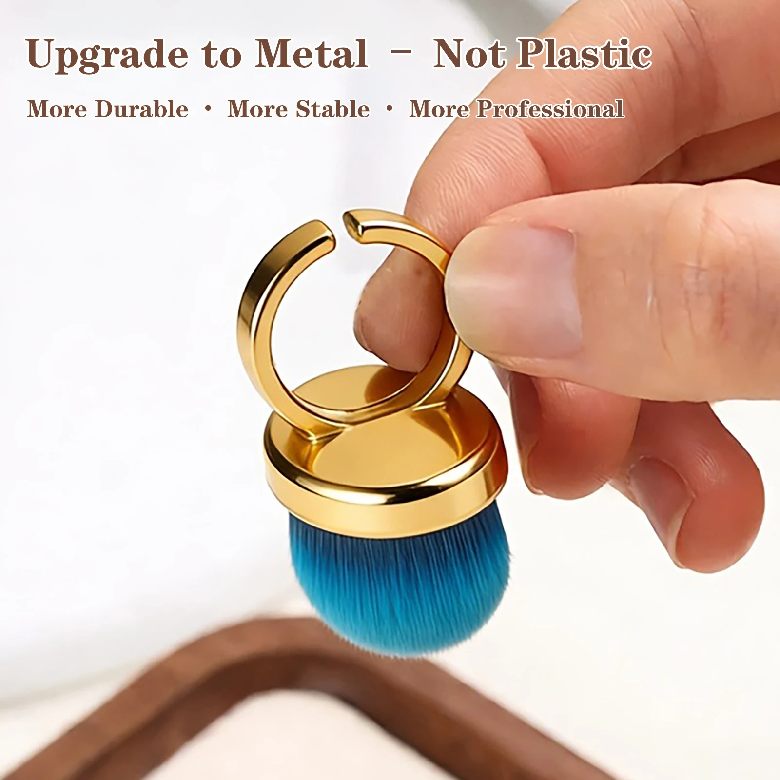 Metallring-Nagelstaubbürste, Freihändige Fingerreinigungsbürste mit Weichen, Dichten Borsten für Acryl-Gel-Dip-Puder-Entfernung im Salon und zu Hause – Detail 7
