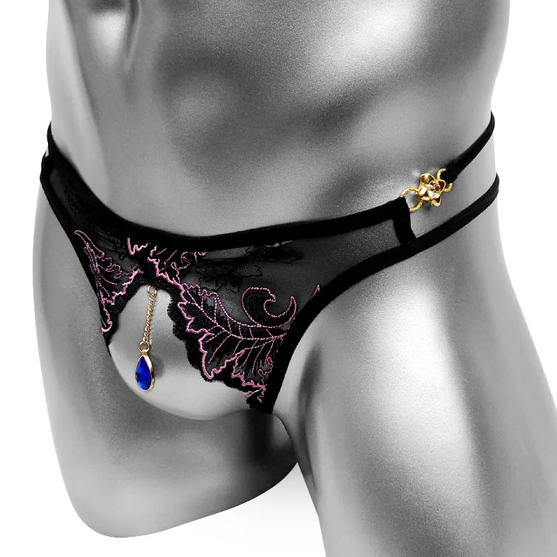 مثير الملابس الداخلية الخاصة الدانتيل الأزهار سيسي سراويل مع قلادة مفتوحة المنشعب سيور لمجوهرات الجسم الجنس الملابس الداخلية المثيرة #3