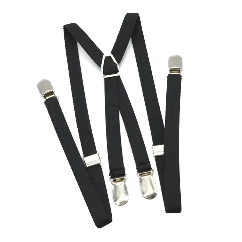 

X Shape Suspenders Adjustable Strap Metal Clips Braces for Mens Black