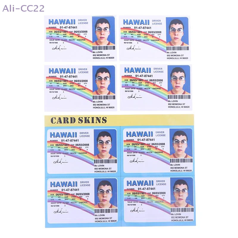 {CC22} 1/4Pcs Mclovin Bank Credit Card Stickers Driver's License Bus Card Cool Decoration Waterproof Card Decals