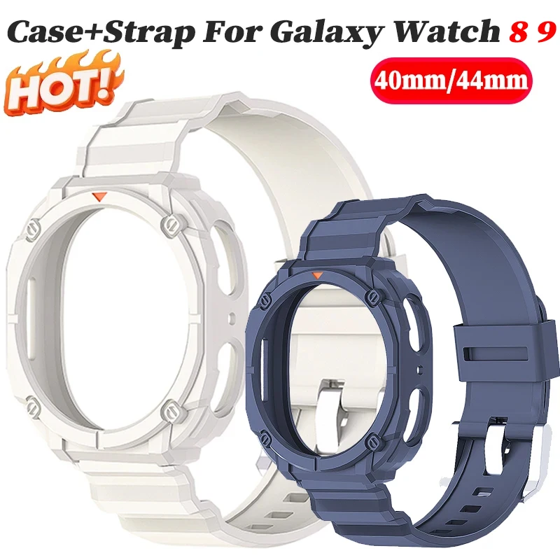 Hülle+Armband für Samsung Galaxy Watch 9 40 44mm Sportarmband Schutzhülle für Samsung Galaxy Watch 8 40mm 44mm Armband