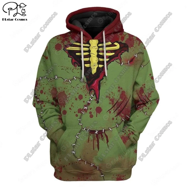 

PLstar Cosmos 3D Printing Custom Name Latest Halloween Horror Theme Pumpkin Skull Bloodstained Casual Unique Unisex Hoodie