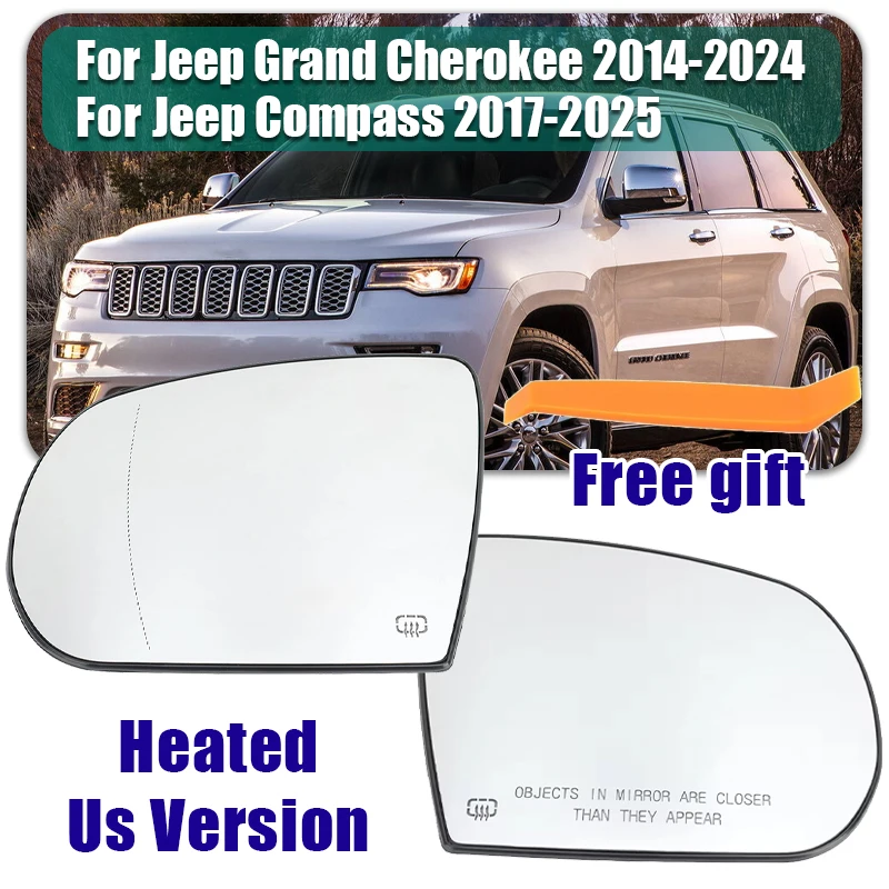 

Стеклянные линзы зеркала заднего вида для Jeep Grand Cherokee KL 2014-2023, Comppass MP M6 2017-2025, линзы бокового зеркала с подогревом, автомобильные аксессуары
