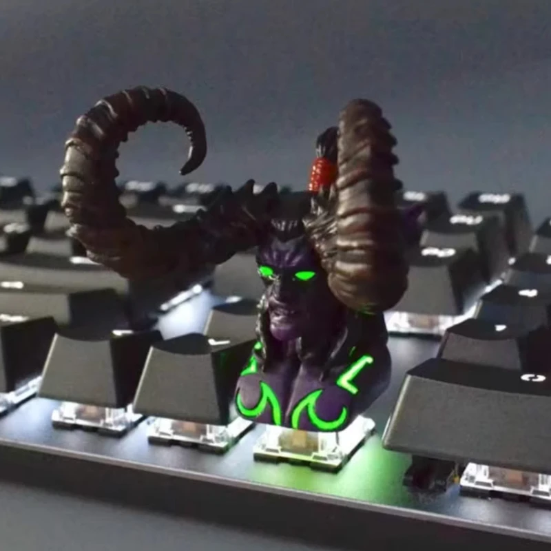 World of Warcraft Keycaps Illidan Artisan Keyboard Keycaps Customization Transmitting Gaming KeyCap for Mechanical Keyboard Gift