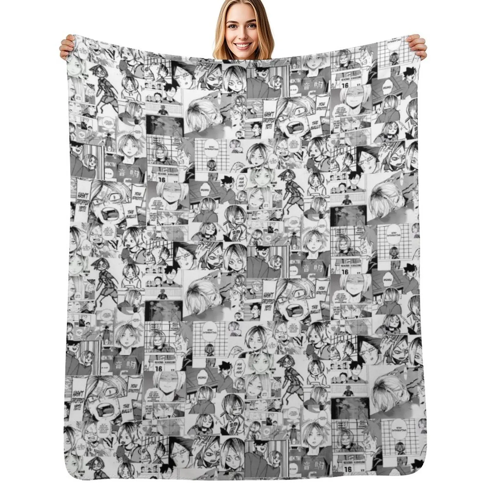 kenma kozume Manga collage Throw Blanket Thin Soft Blanket for Summer Night Sleeping