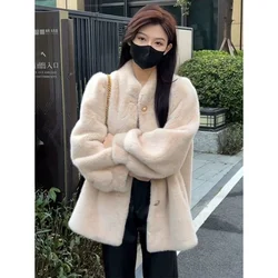 Autumn Winter New Environmentally Friendly Fur Coat Female Mink Velvet Jacket Thickened Long Outerwear Lambswool Overcoat Women