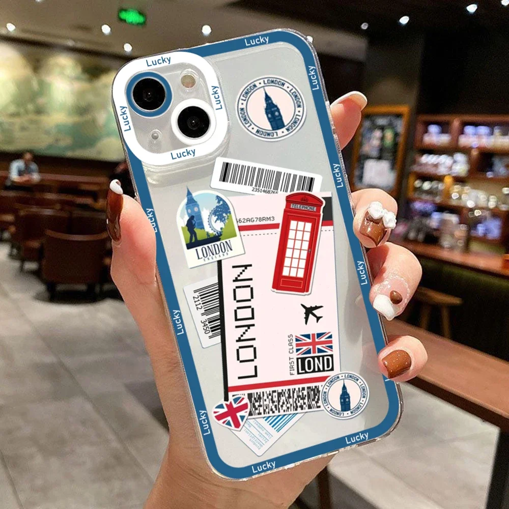 World City Travel Tokyo New York London Clear Phone Case For iPhone 15 14 13 12 Mini 11 Pro Max X XR XS 7 8 Soft Silicone Cover