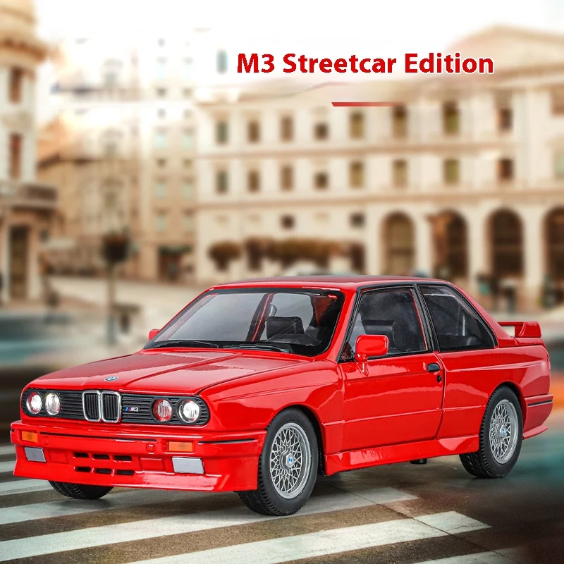 Coche de juguete M3 E30 a escala 1:24, cuerpo de aleación, neumático de goma, música ligera, absorción de impacto, supercoche Retro, modelos, regalos de Hobby para niños