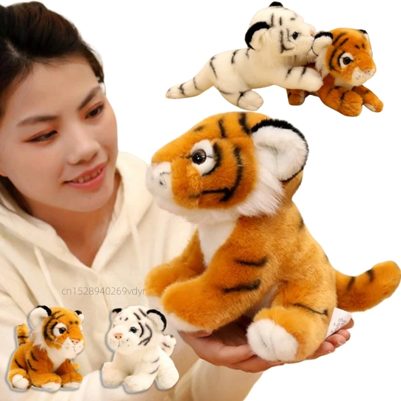 Dolması peluş oturma hayvan eğilimli poz sevimli kaplan sarı beyaz süper yumuşak atmak yastık bebekler için Kawaii oyuncaklar kız erkek hediyeler