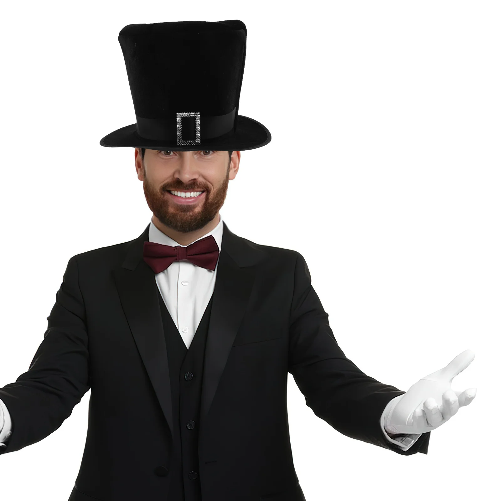 Black Top Hat Buckle Large Size Stylish Formal Costume Stage Performance Dress-Up Party Jazz Cosplay Party Hat view 3