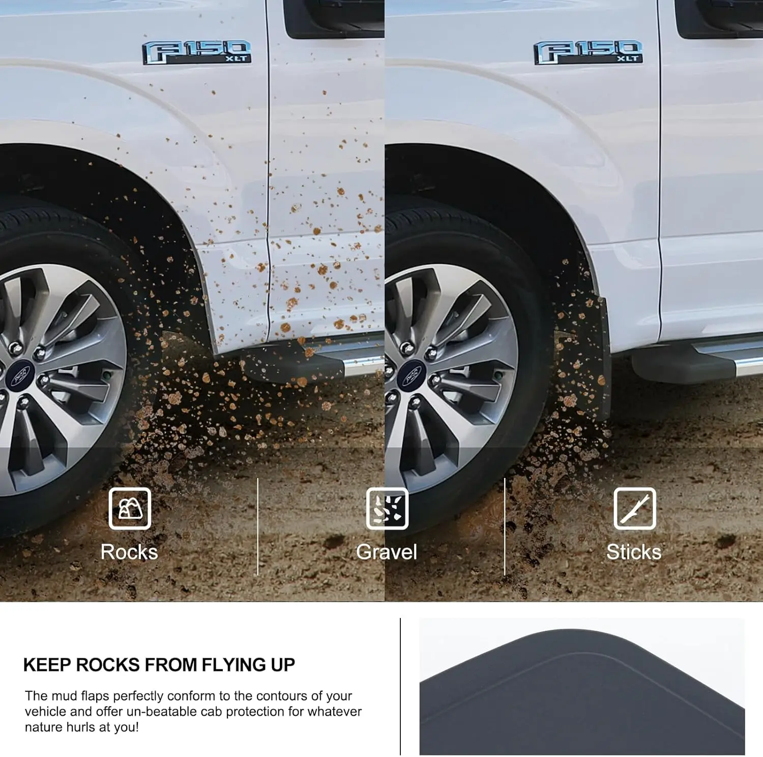 Mud Flaps for 2015-2020 Ford F-150 Heavy Duty Front Rear Without Flares