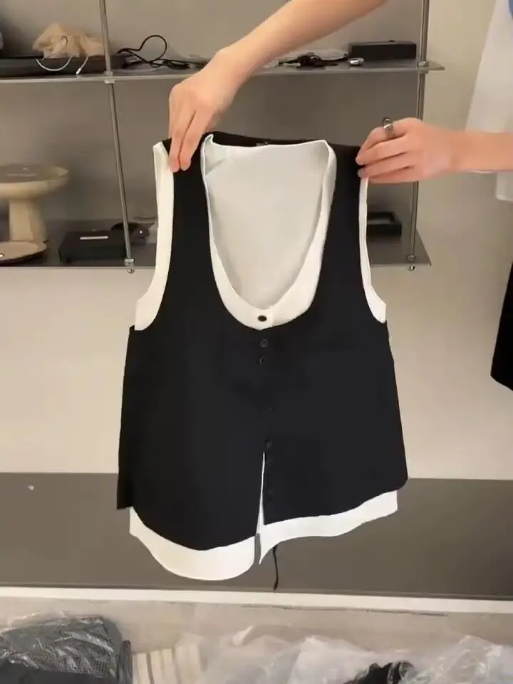 High-End Women's Summer Slim Fit Svel Top And Vest Two-Piece Set Faion Design South Oil Premium Brand Lace irt