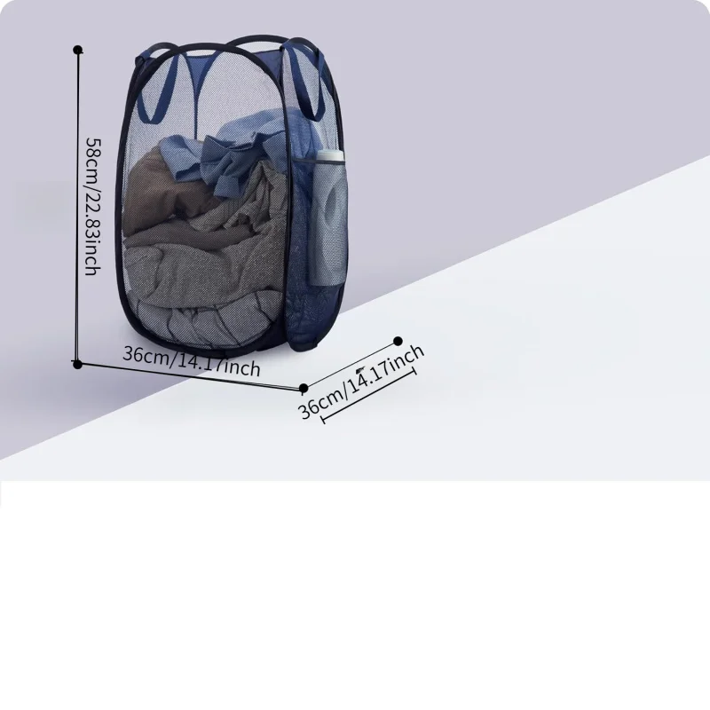 Mesh Pop-up Laundry Basket – Portable，Durable Handle，Foldable Storage，Easy to open。 Folding Pop-up Clothes Basket Perfect for Ki