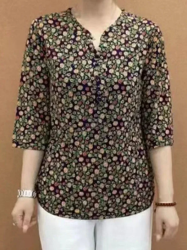 تي شيرت نسائي صيفي جديد بتصميم عصري فضفاض وطباعة أنيقة، قمة أنيقة تمنح إطلالة شابة، مصنوعة من مزيج البوليستر والحرير المريح. #4