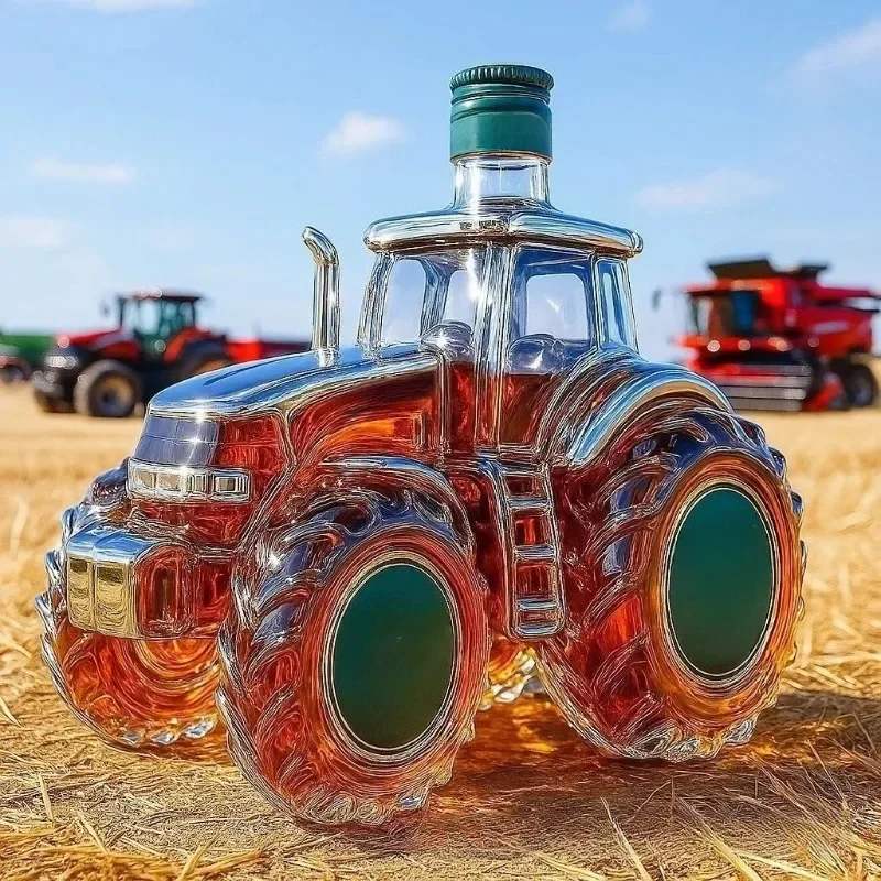Whiskey Transparent Glass Bottle Creative Tractor Red Wine 0Collection Bottle Bar Wine Cabinet Display Home Decoration Gadgets