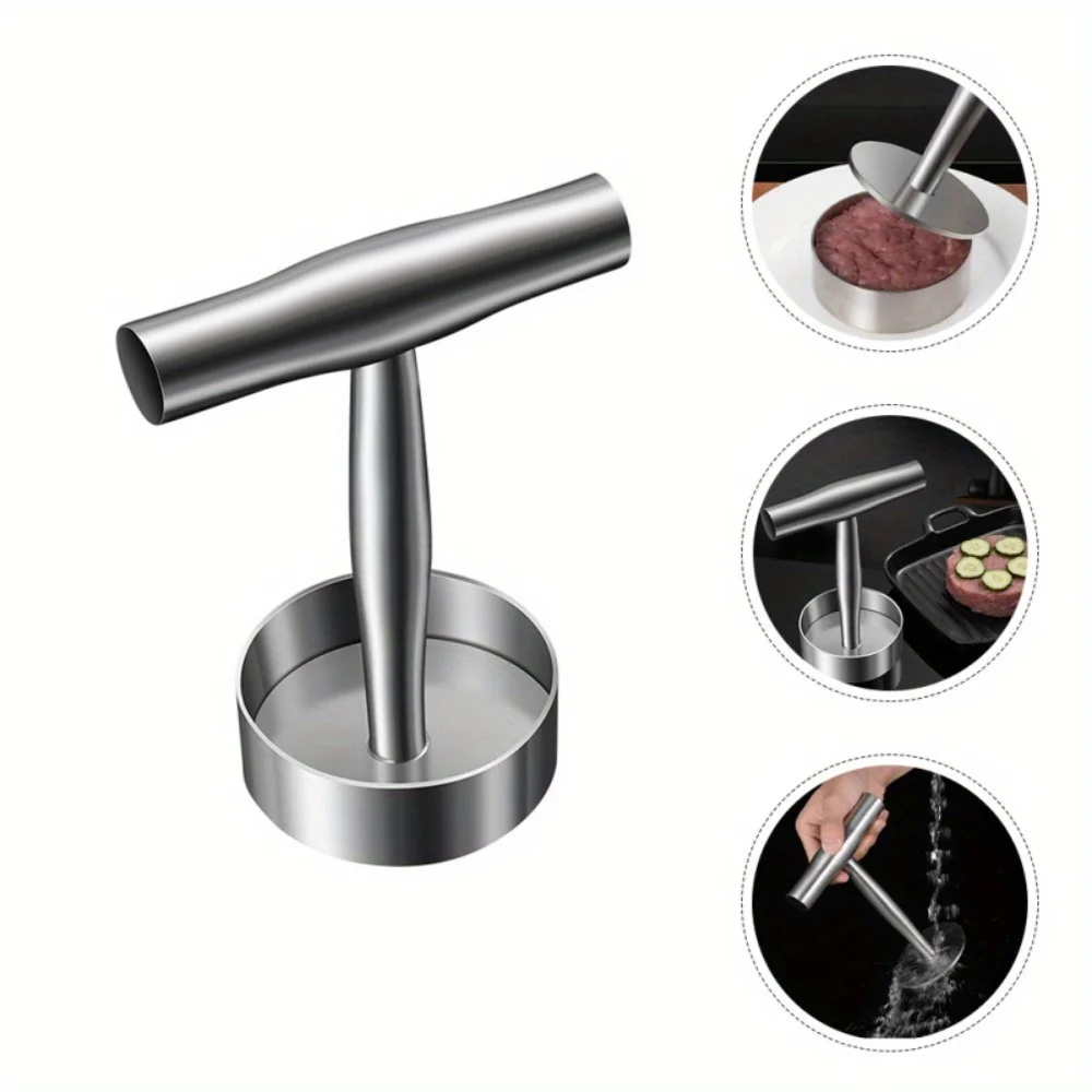 Burger Patty Press with Mold Rings - Manual Meat Press Grill Accessory for Home Use - 1PC Heavy Duty Hamburger Patty Maker